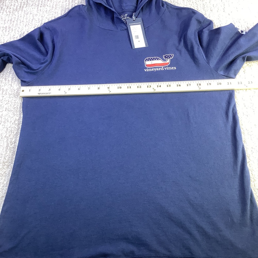 Vineyard Vines Mens LS Blank Hoodie T-Shirt Deep Bay Patriotic Whale M NWT - Picture 8 of 15